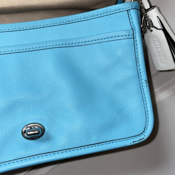 Coach legacy penny robin Blue Perforated Crossbody Bag GUC - Picture 11 of 15